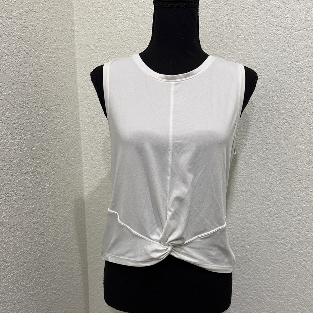 Zobha White Twist Front Tank Top